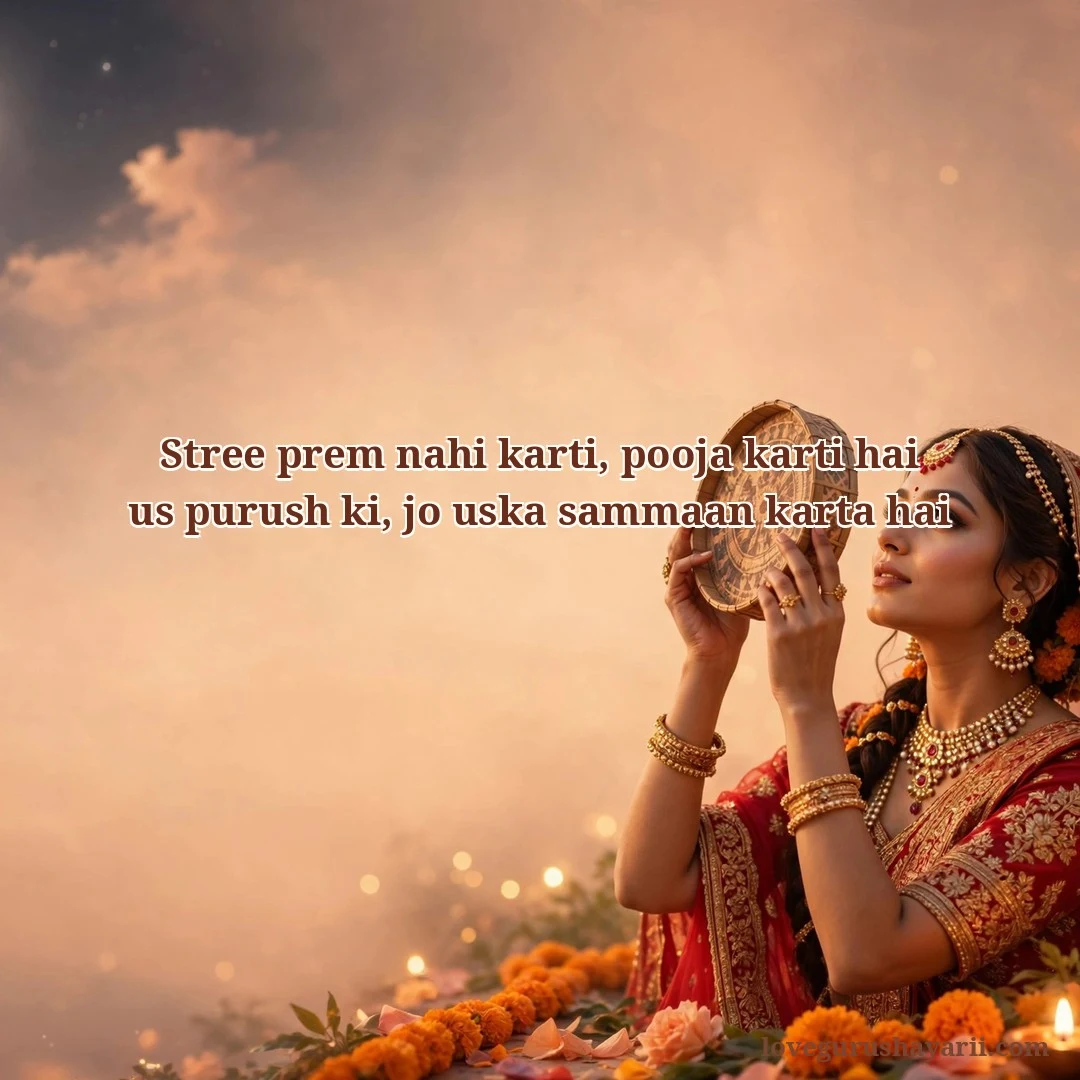 Karva Chauth shayari - stree prem nahi karti pooja karti hai