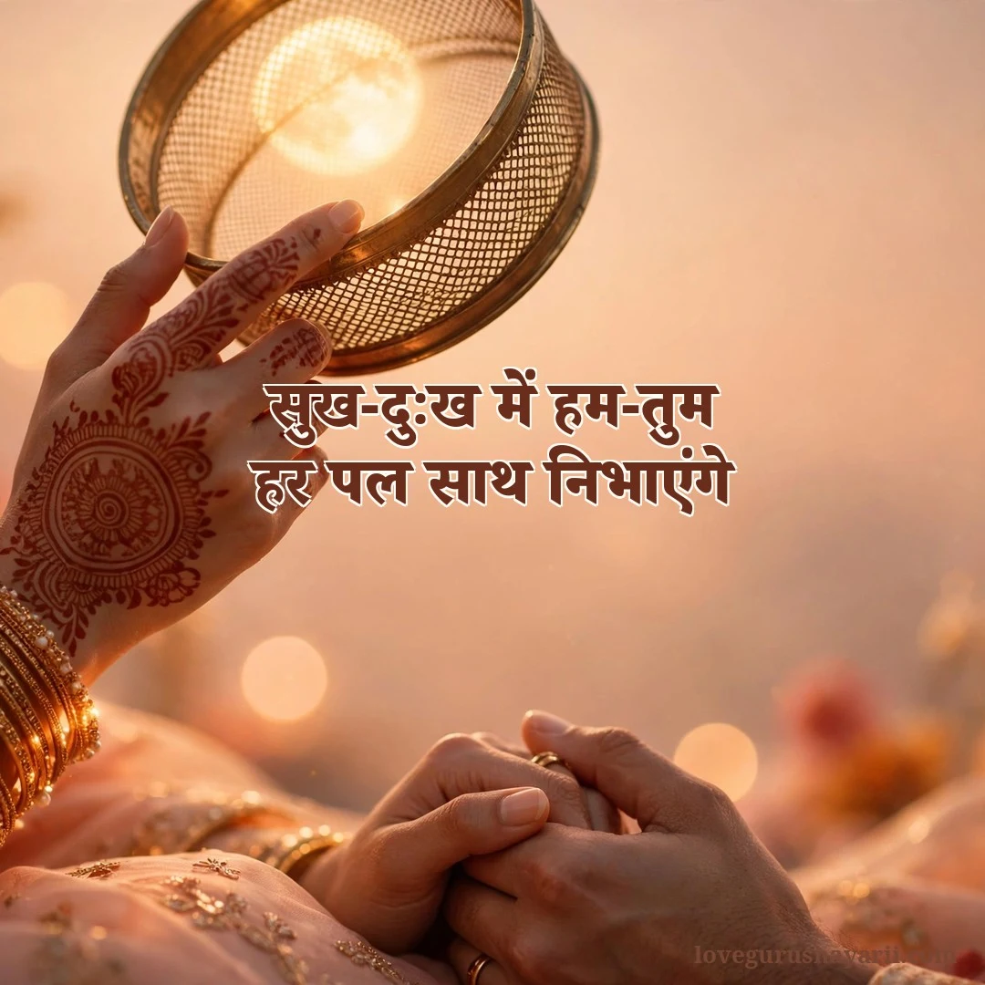 Karva Chauth shayari for couple - sukh dukh mein saath
